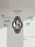 EARNSHAW Men Embellished Leather Bracelet Style Analogue Automatic Motion Watch ES-8225-07