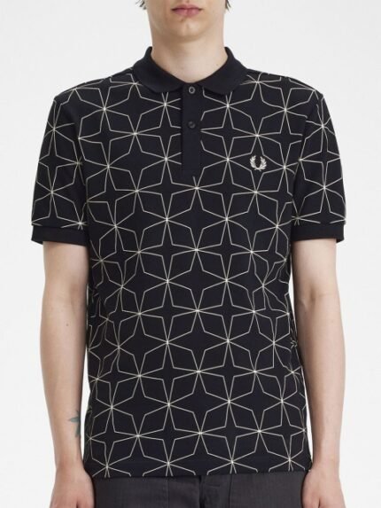 Fred Perry Geometric Printed Polo Collar Cotton T-shirt