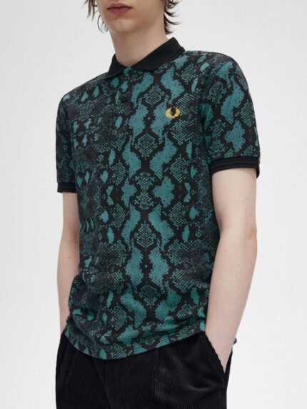 Fred Perry Men Floral Printed Polo Collar Pockets T-shirt