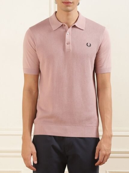 Fred Perry Men Polo Collar Applique T-shirt