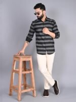 FUBAR Horizontal Striped Slim Fit Casual Shirt