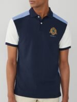 HACKETT LONDON Colourblocked Polo Collar Cotton T-shirt