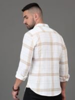 HERE&NOW Checked Spread Collar Cotton Slim Fit Casual Shirt