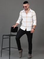 HERE&NOW Checked Spread Collar Cotton Slim Fit Casual Shirt