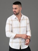 HERE&NOW Checked Spread Collar Cotton Slim Fit Casual Shirt