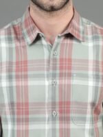HERE&NOW Green & Rust Slim Fit Tartan Checks Casual Shirt