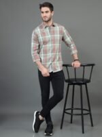 HERE&NOW Green & Rust Slim Fit Tartan Checks Casual Shirt