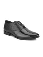 HERE&NOW Men Black Textured Formal Oxfords