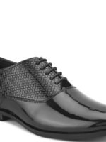 HERE&NOW Men Black Textured Formal Oxfords