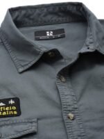 HERE&NOW Men Grey Regular Fit Solid Casual Shirt