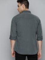 HERE&NOW Men Grey Regular Fit Solid Casual Shirt