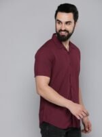 HERE&NOW Men Maroon Slim Fit Opaque Casual Shirt