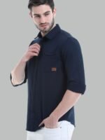 HERE&NOW Men Navy Blue Slim Fit Casual Shirt