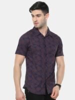 HERE&NOW Men Navy Blue Slim Fit Tropical Printed Casual Shirt