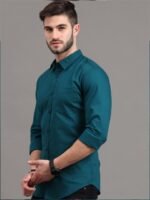 HERE&NOW Men Teal Blue Slim Fit Casual Shirt