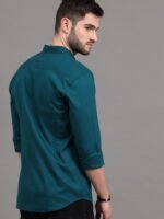 HERE&NOW Men Teal Blue Slim Fit Casual Shirt