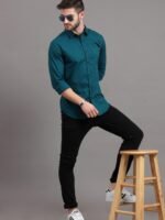 HERE&NOW Men Teal Blue Slim Fit Casual Shirt