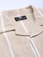 HERE&NOW Relaxed Fit Self Design Striped Knitted Casual Shirt