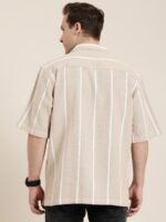 HERE&NOW Relaxed Fit Self Design Striped Knitted Casual Shirt