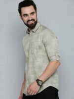 HERE&NOW Slim Fit Geometric Printed Pure Cotton Casual Shirt