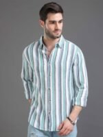 HERE&NOW Slim Fit Multi Striped Cotton Casual Shirt