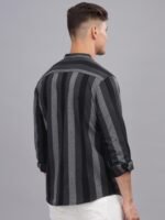 HERE&NOW Striped Mandarin Collar Casual Shirt