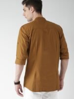 HIGHLANDER Men Brown Solid Slim Fit Solid Casual Shirt