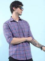 HIGHLANDER Slim Fit Windowpane Checked Casual Shirt