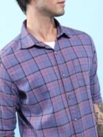 HIGHLANDER Slim Fit Windowpane Checked Casual Shirt