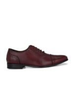 House of Pataudi Men Textured Pointed Toe Leather Lace-Up Formal Oxfords