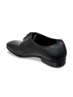 HX London Men Textured Round-Toe Leather Formal Oxfords