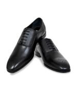 HX London Men Textured Round-Toe Leather Formal Oxfords