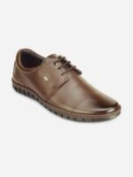 ID Men Brown Solid Leather Formal Oxford Shoes