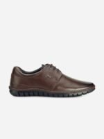 ID Men Brown Solid Leather Formal Oxford Shoes