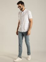 Indian Terrain Slim Fit Windowpane Checks Checked Pure Cotton Casual Shirt