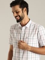 Indian Terrain Slim Fit Windowpane Checks Checked Pure Cotton Casual Shirt