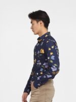 Jack & Jones Men Blue Slim Fit Floral Printed Casual Cotton Shirt