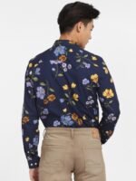 Jack & Jones Men Blue Slim Fit Floral Printed Casual Cotton Shirt