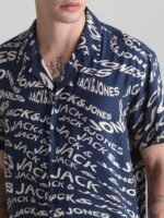 Jack & Jones Typography Printed Cuban Collar Casual Shirt