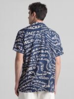 Jack & Jones Typography Printed Cuban Collar Casual Shirt