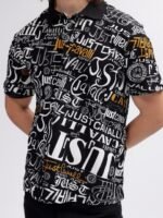 Just Cavalli Men Typography Printed Polo Collar Pockets T-shirt