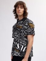 Just Cavalli Men Typography Printed Polo Collar Pockets T-shirt