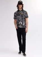 Just Cavalli Men Typography Printed Polo Collar Pockets T-shirt