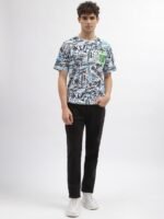 Just Cavalli Typography Printed Slim Fit Pure Cotton T-shirt