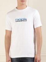 Karl Lagerfeld Brand Logo Ombre Printed Cotton T-shirt