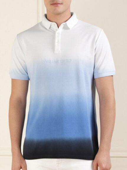 Karl Lagerfeld Tie & Dye Polo Collar Cotton T-Shirt