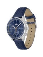 Lacoste Men Boston Leather Analogue Chronograph Watch 2011344-Blue
