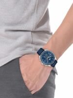Lacoste Men Boston Leather Analogue Chronograph Watch 2011344-Blue