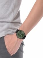 Lacoste Men Boston Leather Analogue Chronograph Watch 2011345-Green