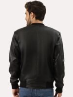 Leather Retail Men Black Bomber Jacket